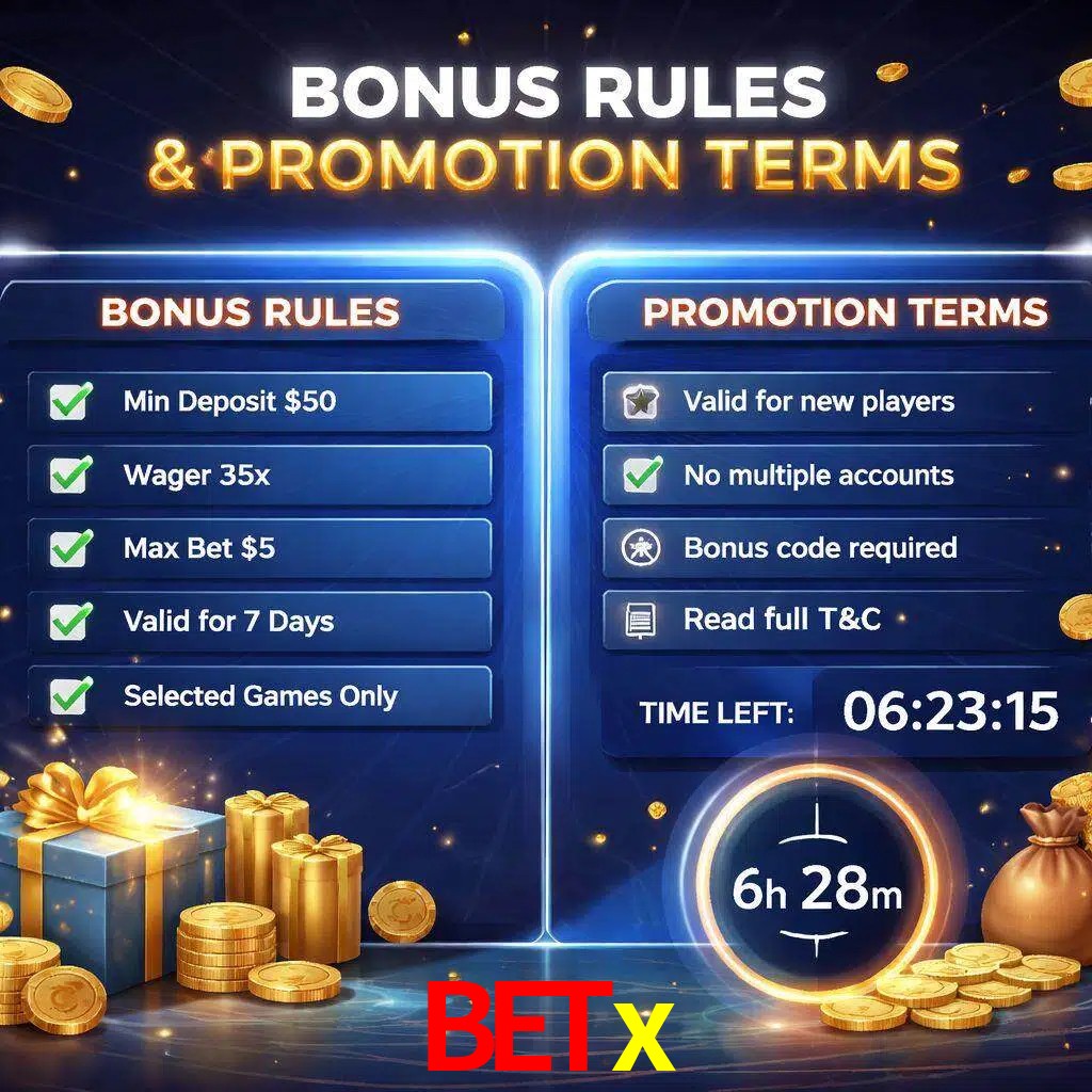 Reglas de promoción Betx y condiciones de bonos explicadas visualmente