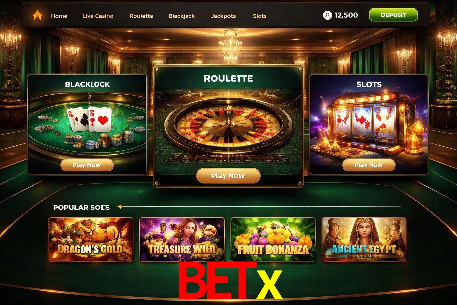 Vista de la plataforma Betx Casino mostrando categorías organizadas de juegos en línea